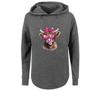 F4NT4STIC Sweat-shirt 'Highland Cow Valentinstag Sonnenbrille' marron / gris foncé / rose, Taille M