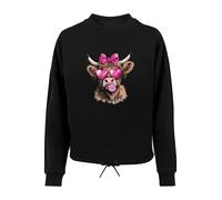 F4NT4STIC Sweat-shirt 'Highland Cow Valentinstag Sonnenbrille' marron / rose / noir, Taille XS
