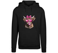 F4NT4STIC Sweat-shirt 'Highland Cow Valentinstag Sonnenbrille' marron / rose / noir, Taille XXL