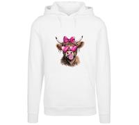 F4NT4STIC Sweat-shirt 'Highland Cow Valentinstag Sonnenbrille' mélange de couleurs / blanc, Taille L