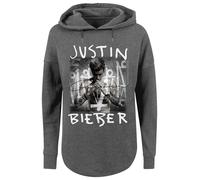 F4NT4STIC Sweat-shirt 'Justin Bieber' gris foncé / blanc, Taille XS