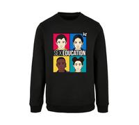 F4NT4STIC Sweat-shirt 'Sex Education Teen Illustrated Netflix TV Series' bleu / jaune / noir / blanc, Taille XL