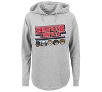 F4NT4STIC Sweat-shirt 'Stranger Things Caricature Logo Netflix TV Series' bleu marine / marron / gris / rouge, Taille XS