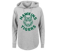 F4NT4STIC Sweat-shirt 'Stranger Things Hawkins Tigers Netflix TV Series' gris chiné / vert foncé, Taille XS