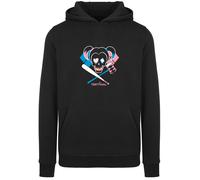 F4NT4STIC Sweat-shirt 'Suicide Squad Harley Quinn Skull Emblem' bleu / rose / noir / blanc, Taille XL