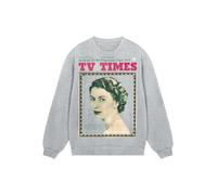 F4NT4STIC Sweat-shirt 'TV Times Queen Elizabeth II 1957 Cover' gris / vert / rouge, Taille S