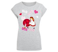 F4NT4STIC T-shirt 'Alice im Wunderland Tick Tock' gris / rose / rouge / blanc naturel, Taille S