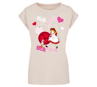F4NT4STIC T-shirt 'Alice im Wunderland Tick Tock' sable / rose / rouge / blanc perle, Taille XL