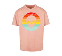 F4NT4STIC T-Shirt 'Alien Retro Sonnenuntergang' beige / turquoise / orange / saumon, Taille S