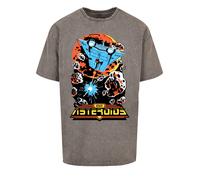 F4NT4STIC T-Shirt 'Asteroids Vintage Atari Retro Gaming' azur / taupe / orange foncé / noir, Taille L