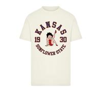 F4NT4STIC T-Shirt 'Betty Boop Kansas Sunflower State' sable / bleu marine / rouge, Taille XS