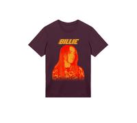 F4NT4STIC T-Shirt 'Billie Eilish Portrait' marron / jaune / rouge, Taille S