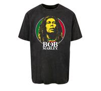 F4NT4STIC T-Shirt 'Bob Marley Logo Badge Reggae Music' mélange de couleurs / noir, Taille 5XL