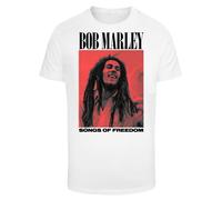 F4NT4STIC T-Shirt 'Bob Marley Songs Of Freedom Reggae Music' rouge orangé / noir / blanc, Taille L