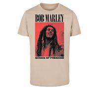 F4NT4STIC T-Shirt 'Bob Marley Songs Of Freedom Reggae Music' sable / rouge clair / noir, Taille L