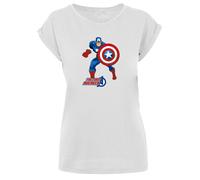 F4NT4STIC T-shirt 'Captain America The First Avenger' beige / bleu / rouge feu / blanc, Taille S