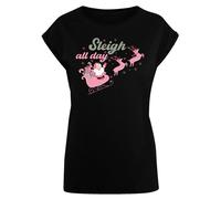 F4NT4STIC T-shirt 'Christmas Sleigh all day Santas Reindeers' vert / rose / noir, Taille 5XL