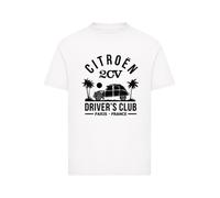 F4NT4STIC T-Shirt 'Citroën 2CV Driver's Club Black Beach' noir / blanc, Taille 122-128