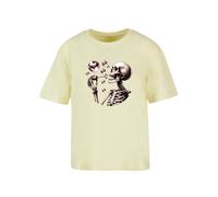 F4NT4STIC T-shirt 'Cute Goth Skeleton Blowing Heart Shaped Bubbles' brun foncé / jaune pastel / rose / noir, Taille M
