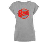 F4NT4STIC T-shirt 'David Bowie Diamond Dogs' gris / gris chiné / rouge, Taille S