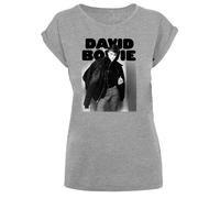 F4NT4STIC T-shirt 'David Bowie Jacket Photograph' gris / gris chiné / noir, Taille 4XL