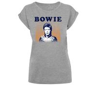 F4NT4STIC T-shirt 'David Bowie Orange Stripes' bleu / gris / orange / blanc, Taille 4XL