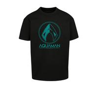 F4NT4STIC T-Shirt 'DC Comics Aquaman Aqua Logo' pétrole / noir, Taille 5XL