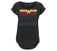 F4NT4STIC T-shirt 'DC Comics Wonder Woman 84 Truth Love And Justice' bleu cyan / jaune d'or / rouge cerise / noir, Taille XL