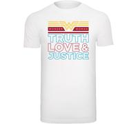 F4NT4STIC T-Shirt 'DC Comics Wonder Woman 84 Truth Love And Justice' turquoise / orange clair / rouge foncé / blanc, Taille L