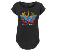 F4NT4STIC T-shirt 'DC Comics Wonder Woman' bleu / orange foncé / noir chiné / blanc cassé, Taille 5XL