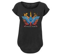 F4NT4STIC T-shirt 'DC Comics Wonder Woman' bleu / orange foncé / noir chiné / blanc cassé, Taille M