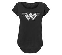 F4NT4STIC T-shirt 'DC Comics Wonder Woman Distressed Logo' gris chiné / noir / blanc, Taille XS