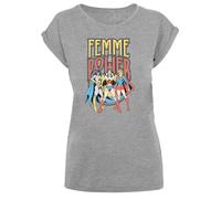 F4NT4STIC T-shirt 'DC Comics Wonder Woman Femme Power' citron vert / gris chiné / jade / saumon, Taille XL