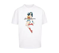 F4NT4STIC T-Shirt 'DC Comics Wonder Woman Jump' beige clair / turquoise / noir / blanc, Taille 5XL