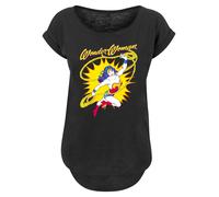F4NT4STIC T-shirt 'DC Comics Wonder Woman Leap -BLK' bleu / jaune / noir / blanc, Taille L