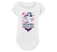 F4NT4STIC T-shirt 'DC Comics Wonder Woman Pink Action' violet / magenta / noir / blanc, Taille S