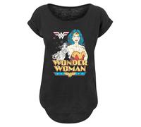 F4NT4STIC T-shirt 'DC Comics Wonder Woman Posing' bleu / jaune d'or / noir / blanc, Taille L