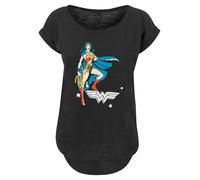 F4NT4STIC T-shirt 'DC Comics Wonder Woman Standing' bleu / rouge / noir / blanc, Taille XS