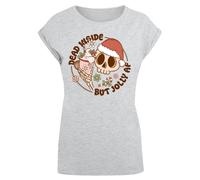 F4NT4STIC T-shirt 'Dead inside but jolly AF Christmas' gris / mélange de couleurs, Taille XXL