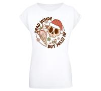 F4NT4STIC T-shirt 'Dead inside but jolly AF Christmas' mélange de couleurs / blanc, Taille XS