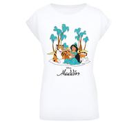 F4NT4STIC T-shirt 'Disney Aladdin Jasmine Abu Rajah Beach' azur / orange / noir / blanc, Taille XS