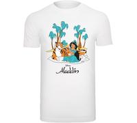 F4NT4STIC T-Shirt 'Disney Aladdin Jasmine Abu Rajah Beach' beige foncé / jaune d'or / jade / blanc, Taille M