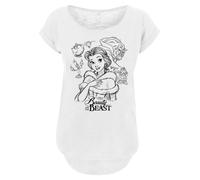 F4NT4STIC T-shirt 'Disney Beauty And The Beast Collage Sketch' noir / blanc chiné, Taille 5XL