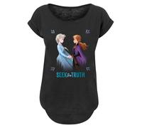 F4NT4STIC T-shirt 'Disney Frozen 2 Elsa And Anna Seek The Truth' bleu cyan / marron / violet foncé / noir, Taille 5XL