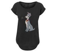 F4NT4STIC T-shirt 'Disney Lady And The Tramp Spaghetti Heart' gris / gris basalte / rouge / noir, Taille XXL