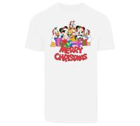 F4NT4STIC T-Shirt 'Disney Mickey Mouse And Friends Christmas' orange / rose / rouge / blanc, Taille S