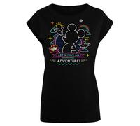 F4NT4STIC T-shirt 'Disney Mickey Mouse Neon Adventure' bleu néon / rose néon / noir / blanc, Taille 5XL