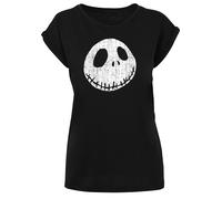 F4NT4STIC T-shirt 'Disney The Nightmare Before Christmas Jack Cracked Face' noir / blanc, Taille L