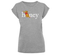 F4NT4STIC T-shirt 'Disney Winnie The Pooh Honey' marron / gris chiné / rouge / blanc, Taille S