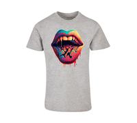 F4NT4STIC T-Shirt 'Drooling Lips' gris / mélange de couleurs, Taille M